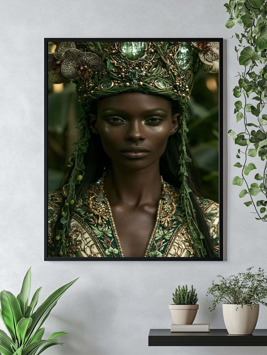 Emerald Botanical Portrait Print. — room view 4