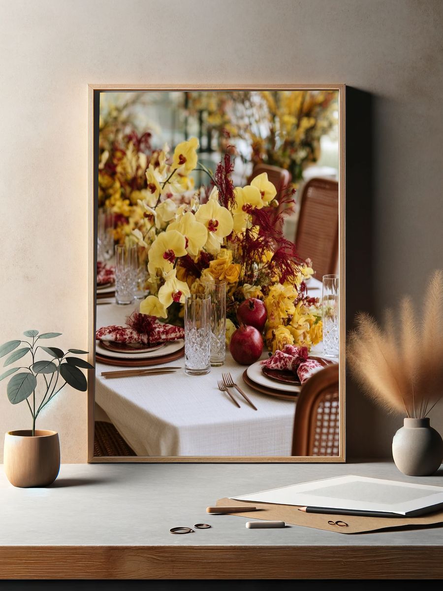 Elegant Floral Tablescape Photography Poster. — room view 2