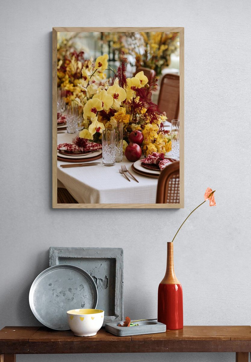 Elegant Floral Tablescape Photography Poster. — room view 3