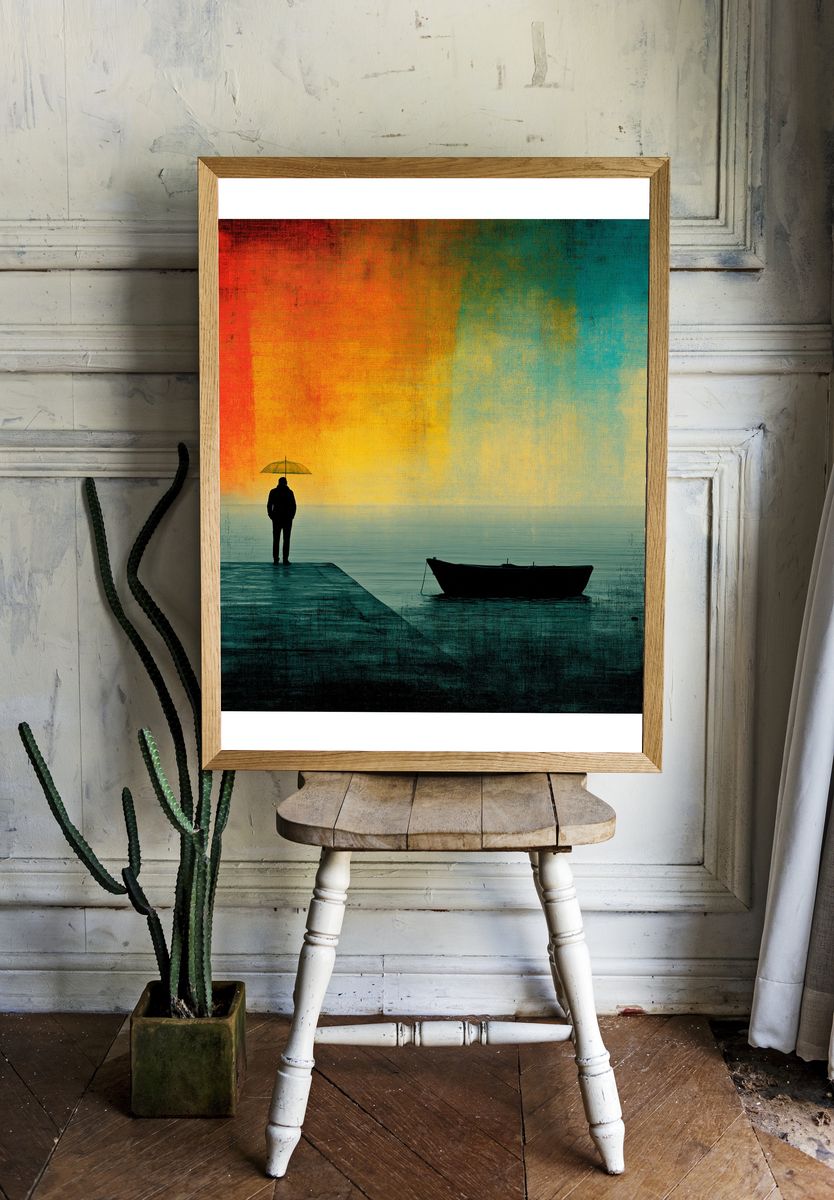 Solitary Dock at Sunset Poster. room preview
