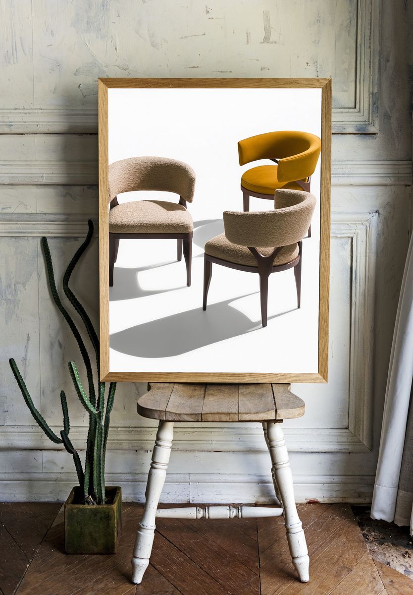 Modern Curved Chairs Photography Poster. — room view 1
