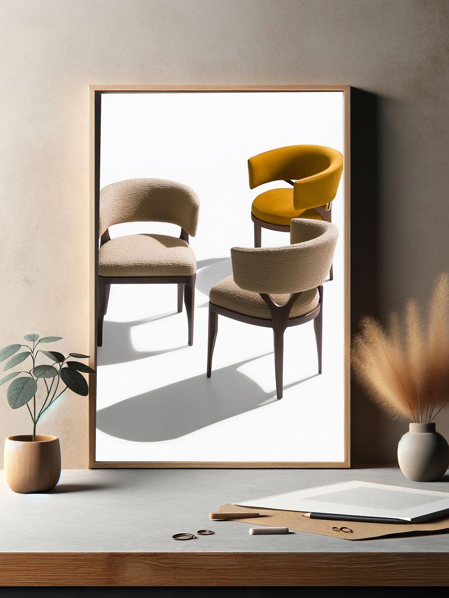 Modern Curved Chairs Photography Poster. — room view 2