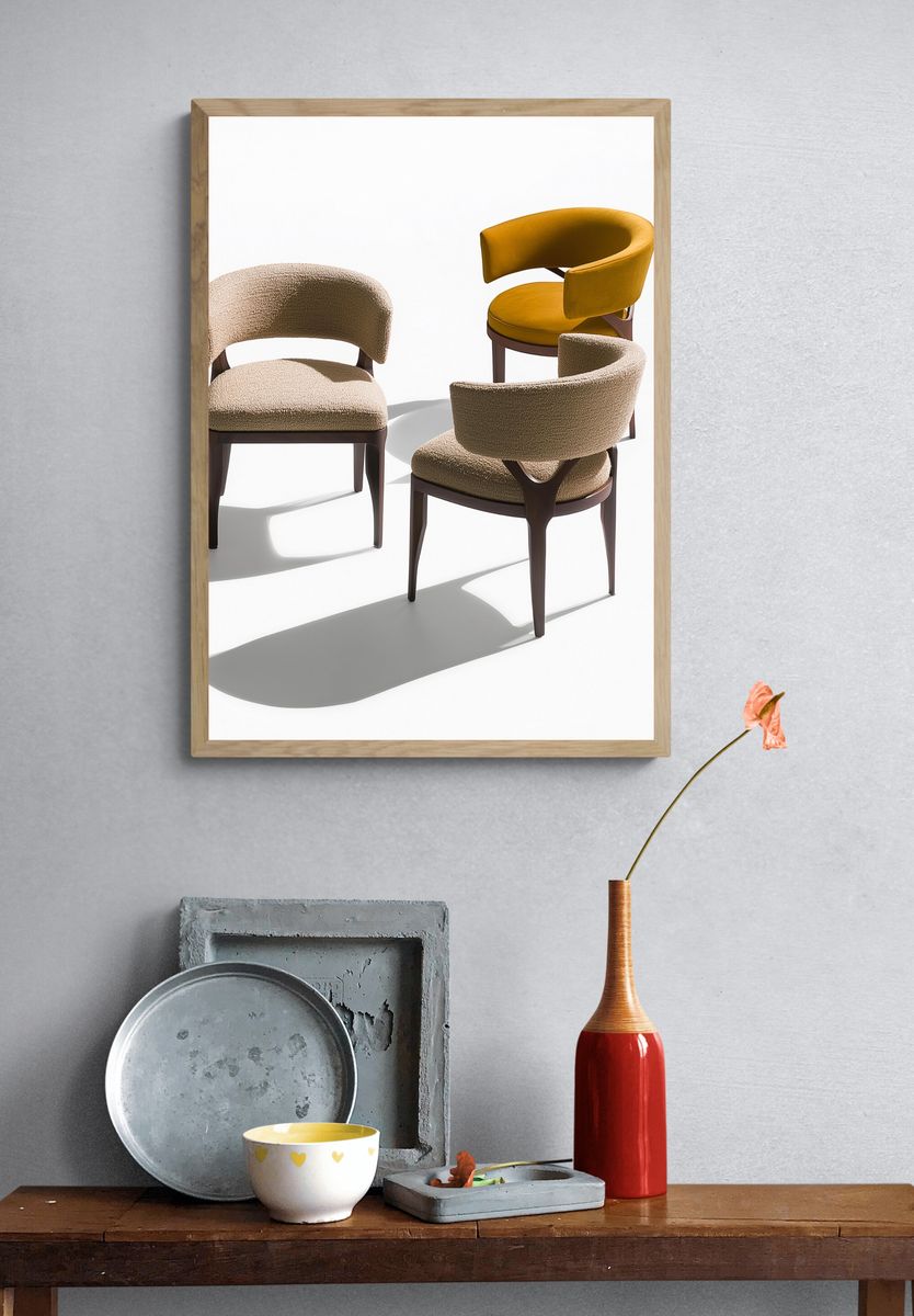 Modern Curved Chairs Photography Poster. — room view 3