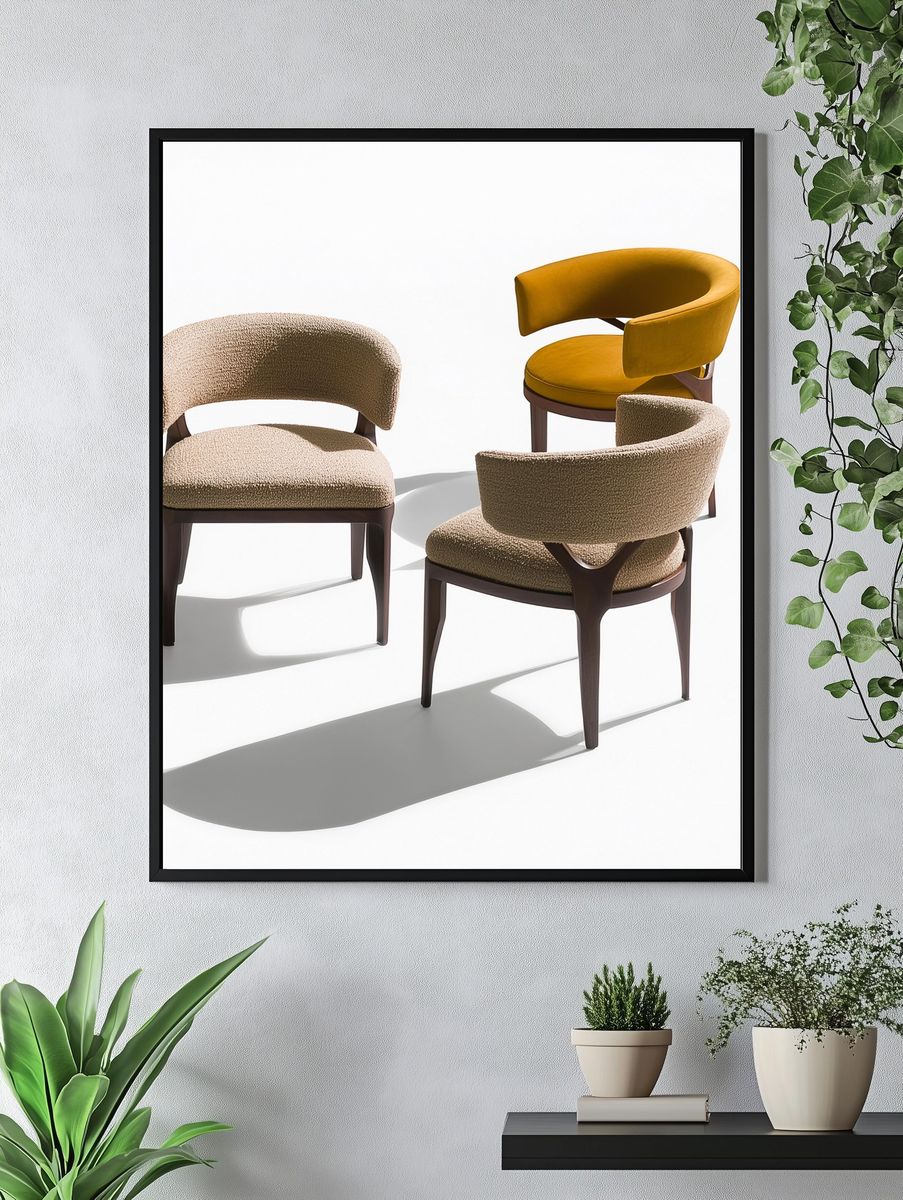 Modern Curved Chairs Photography Poster. — room view 4