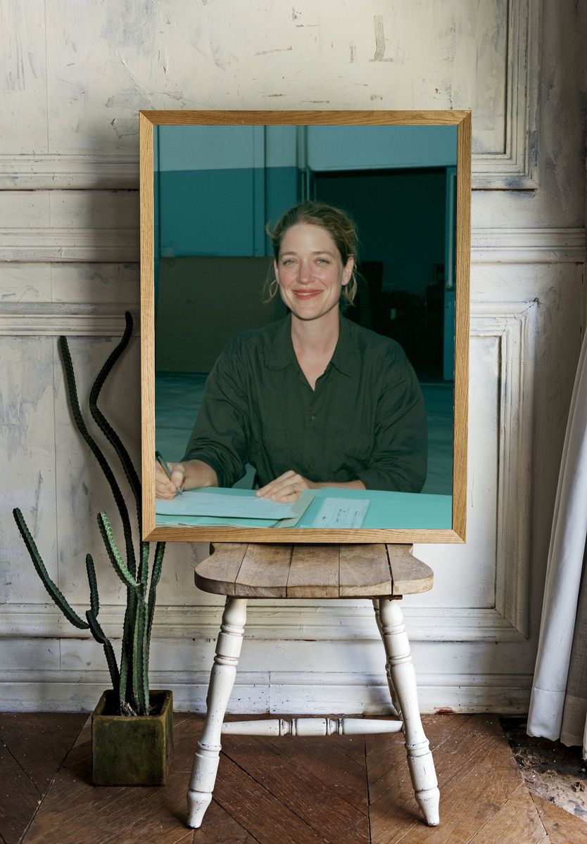 Smiling Woman Portrait Photography Poster. — room view 1