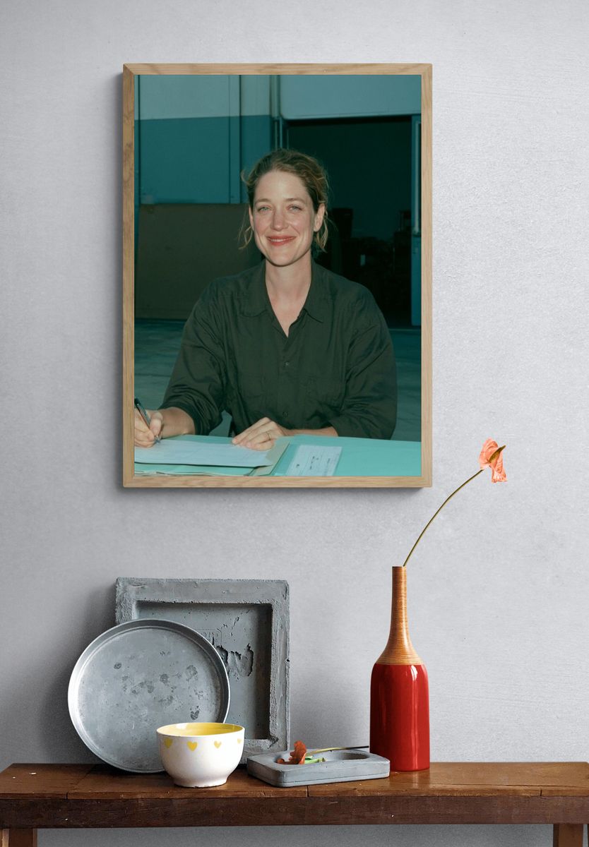 Smiling Woman Portrait Photography Poster. — room view 3