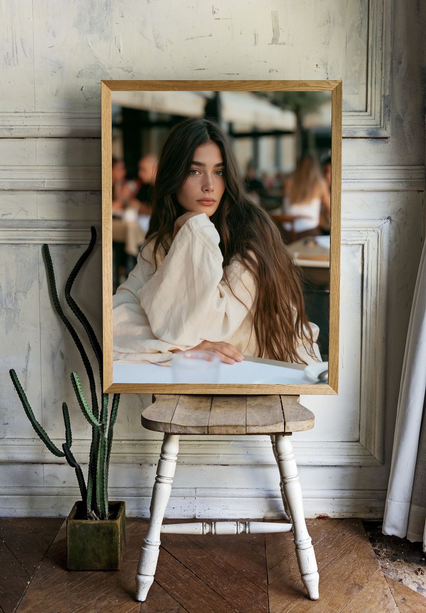 Elegant Café Portrait Print. — room view 1