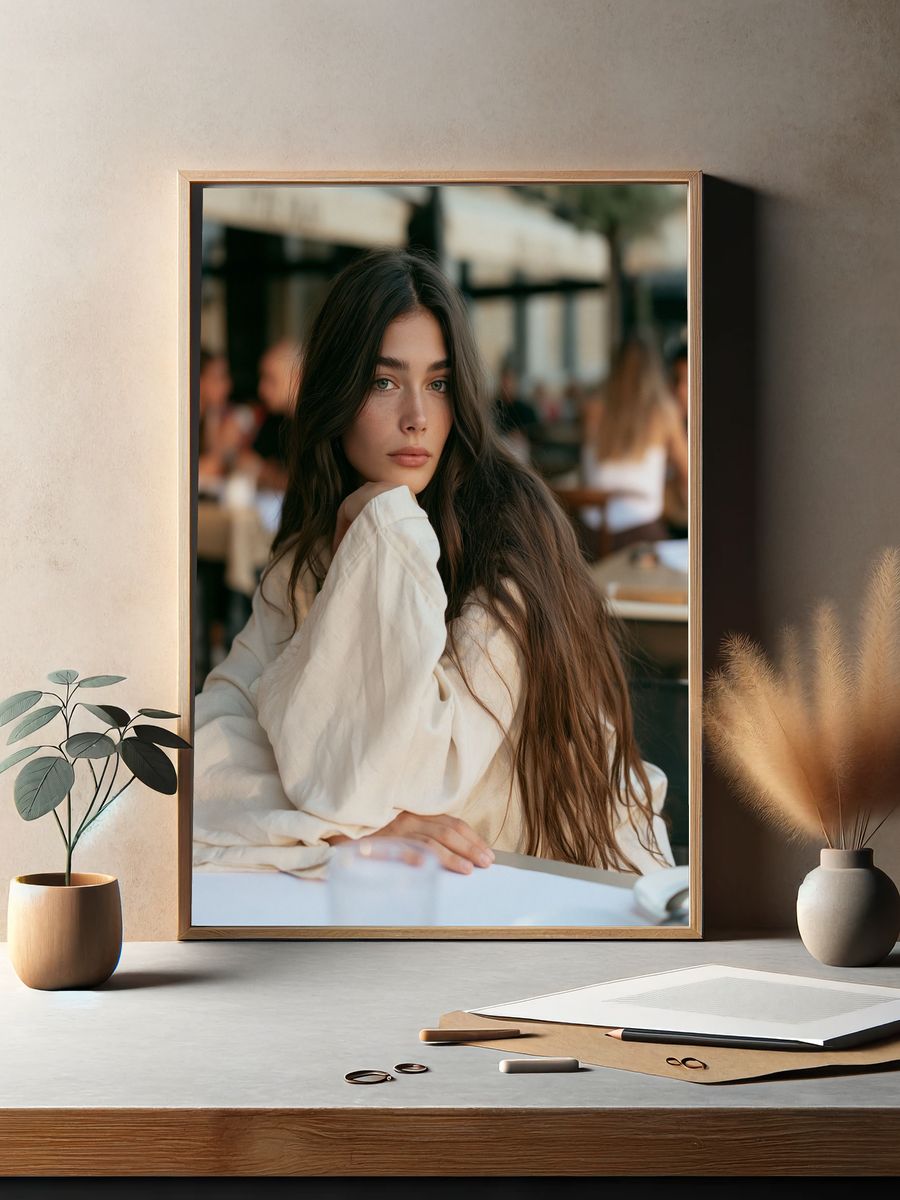 Elegant Café Portrait Print. — room view 2