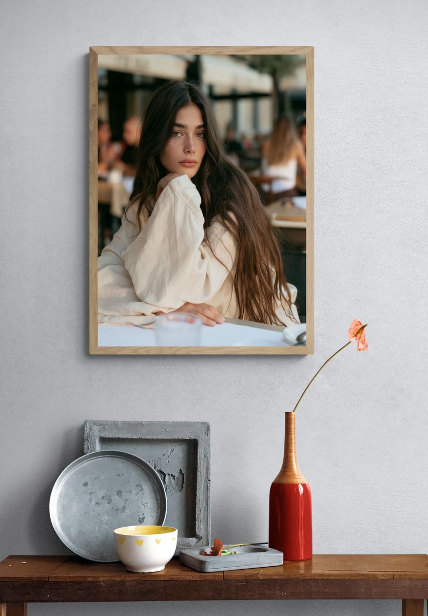 Elegant Café Portrait Print. — room view 3