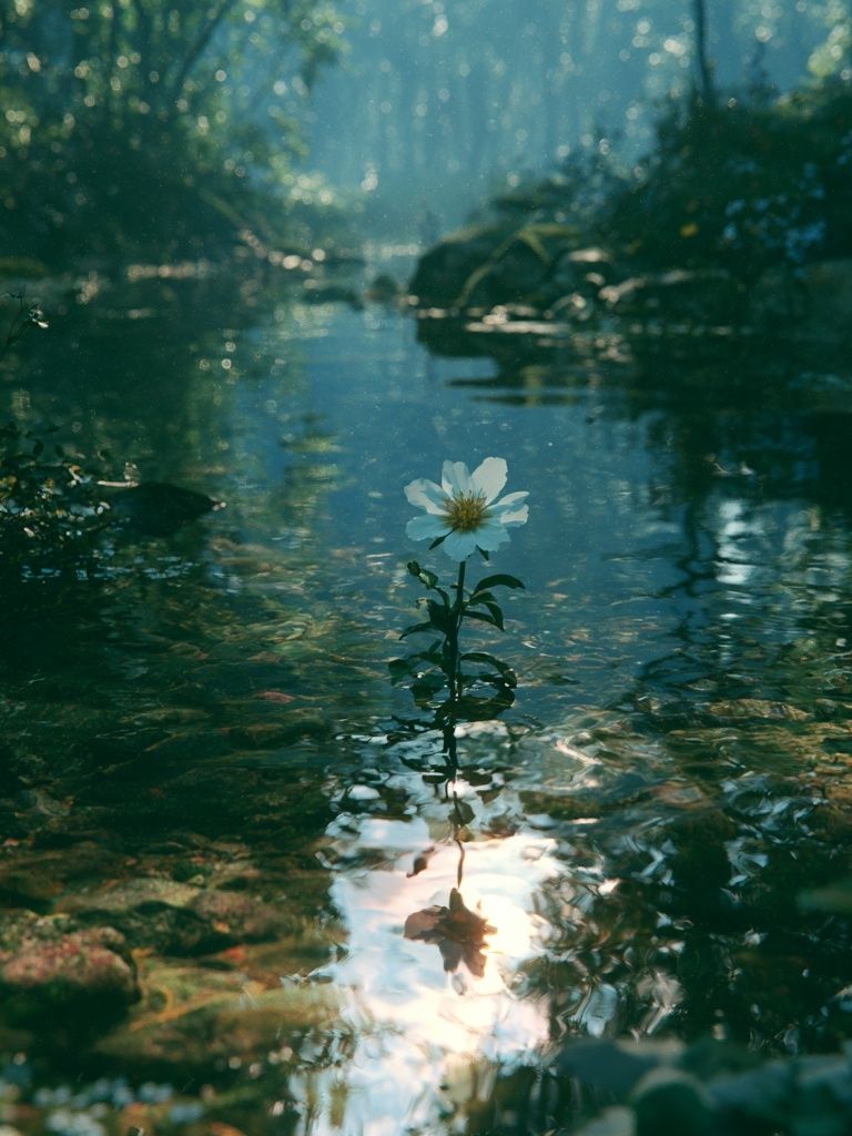Forest Stream Blossom Photography Poster. poster detail