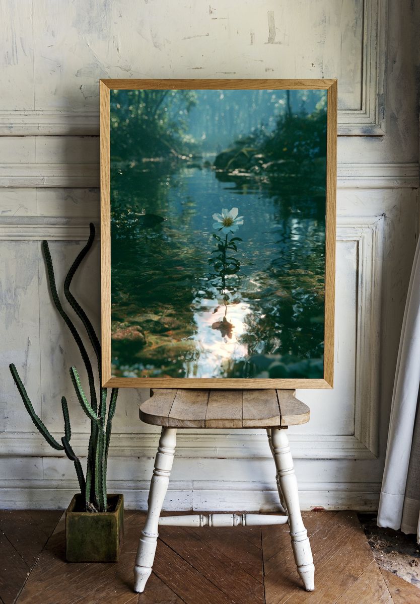 Forest Stream Blossom Photography Poster. — room view 1