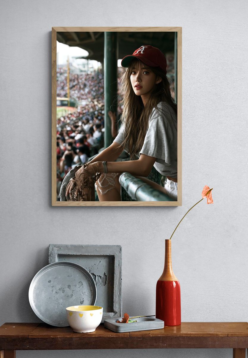 Baseball Stadium Portrait Poster. — room view 3