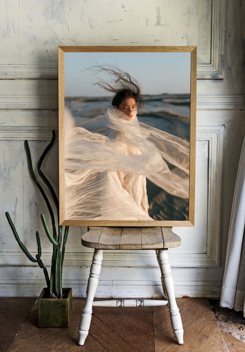 Windblown Portrait Photography Poster. room preview