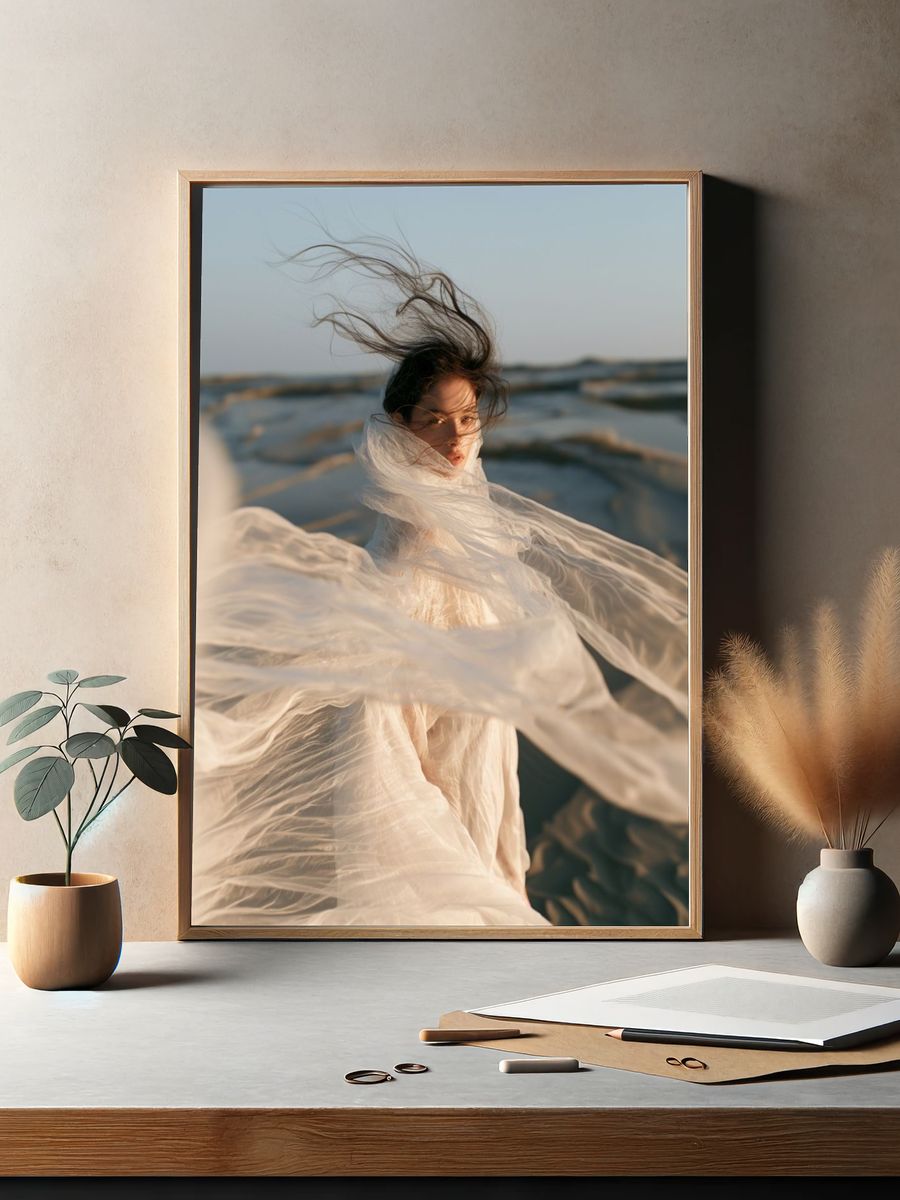 Windblown Portrait Photography Poster. — room view 2