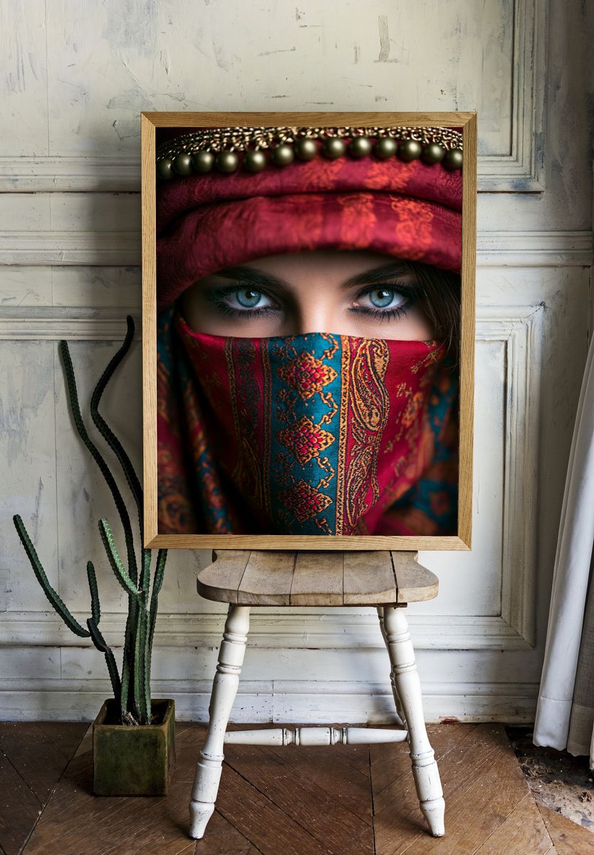 Veiled Eyes Portrait Poster. — room view 1