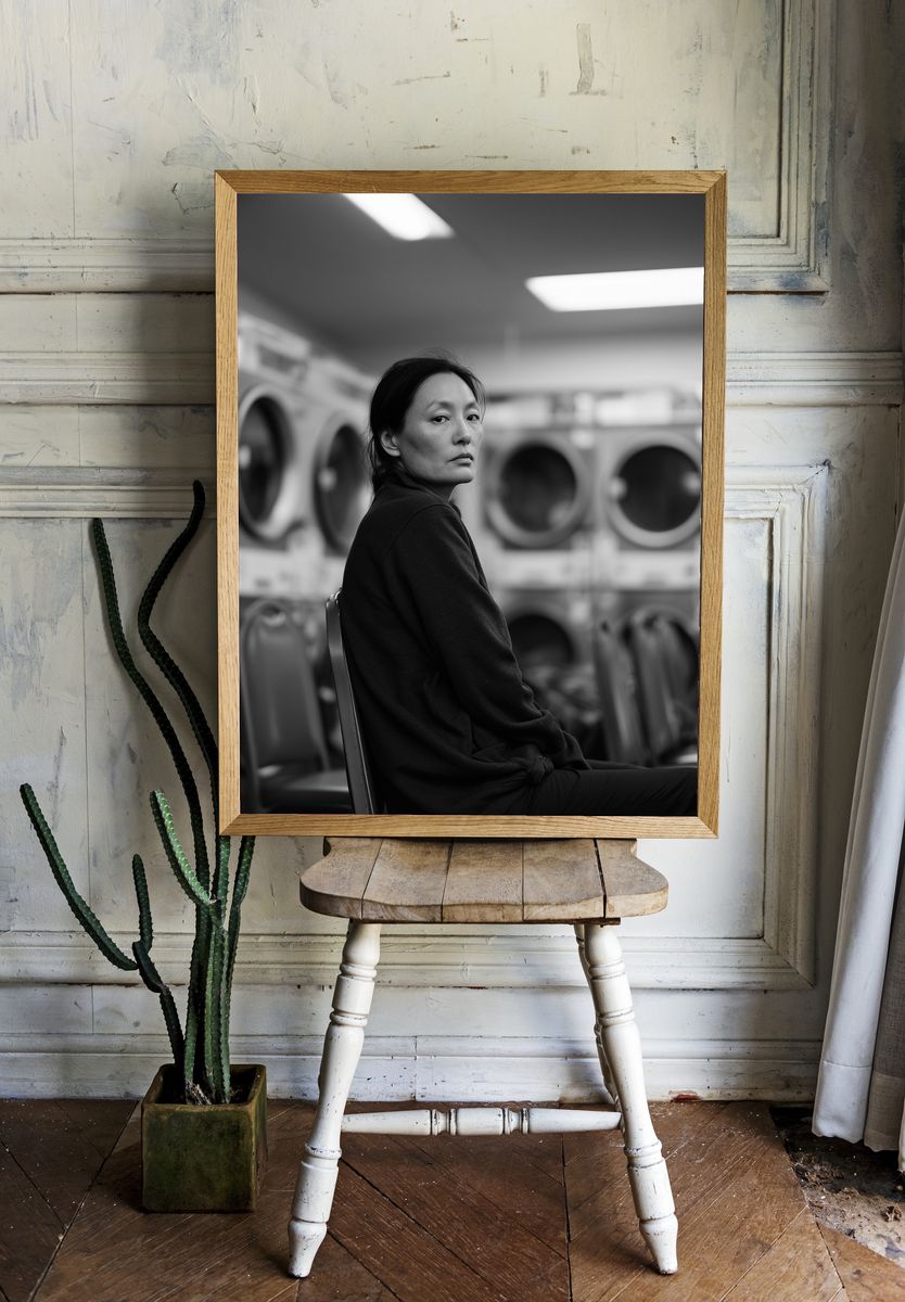 Quiet Portrait in Laundromat Poster. room preview
