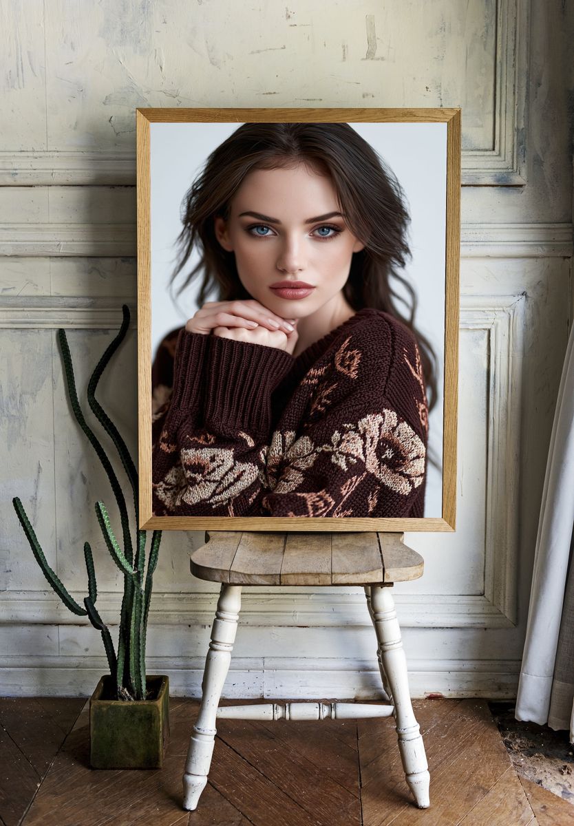 Blue-Eyed Portrait Photography Poster. room preview