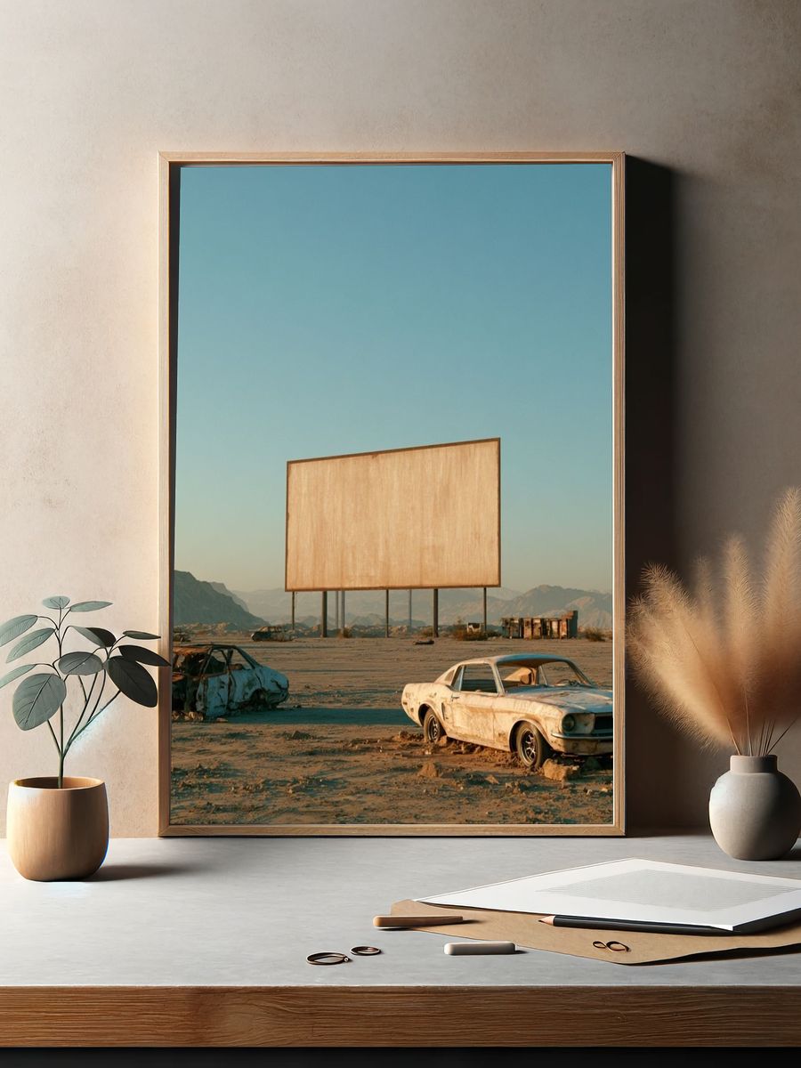 Desert Drive-In Ruins Photography Print. — room view 2
