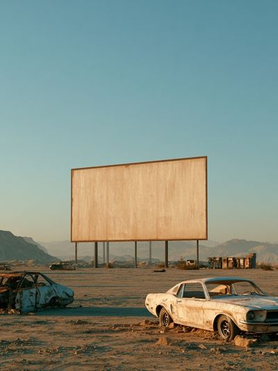 Desert Drive-In Ruins Photography Print. poster