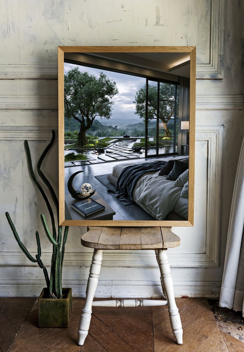 Zen Bedroom Retreat Photography Poster. room preview