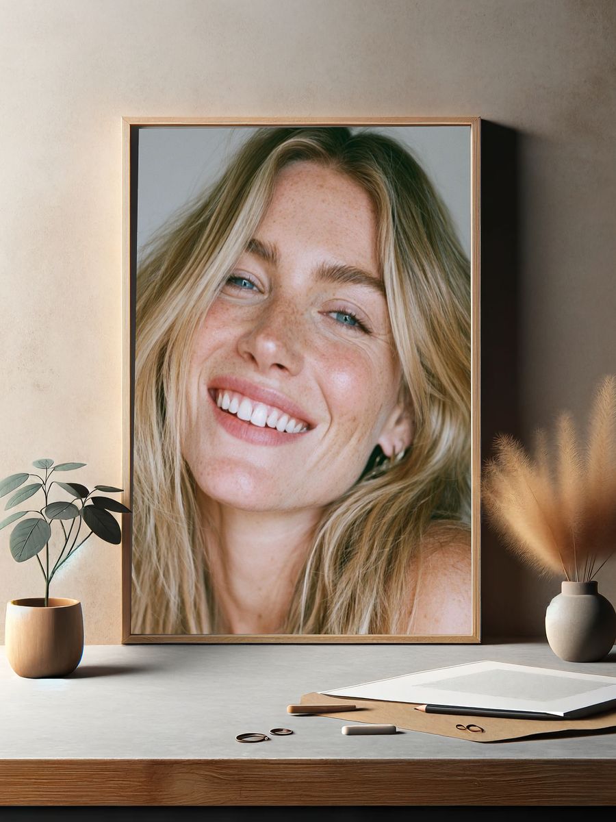 Smiling Blonde Portrait Photography Poster. — room view 2