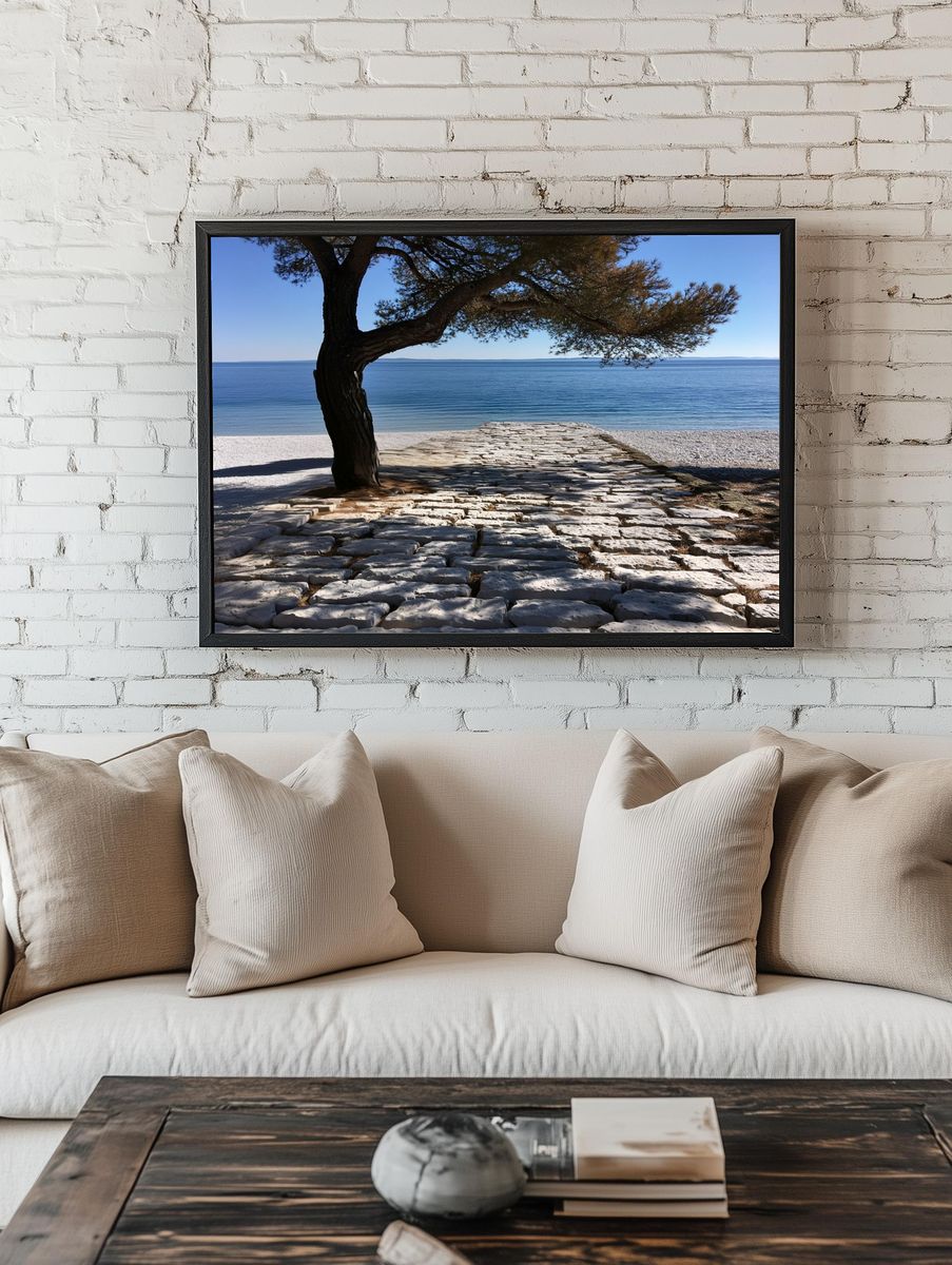Seaside Stone Path Photography Poster. room preview