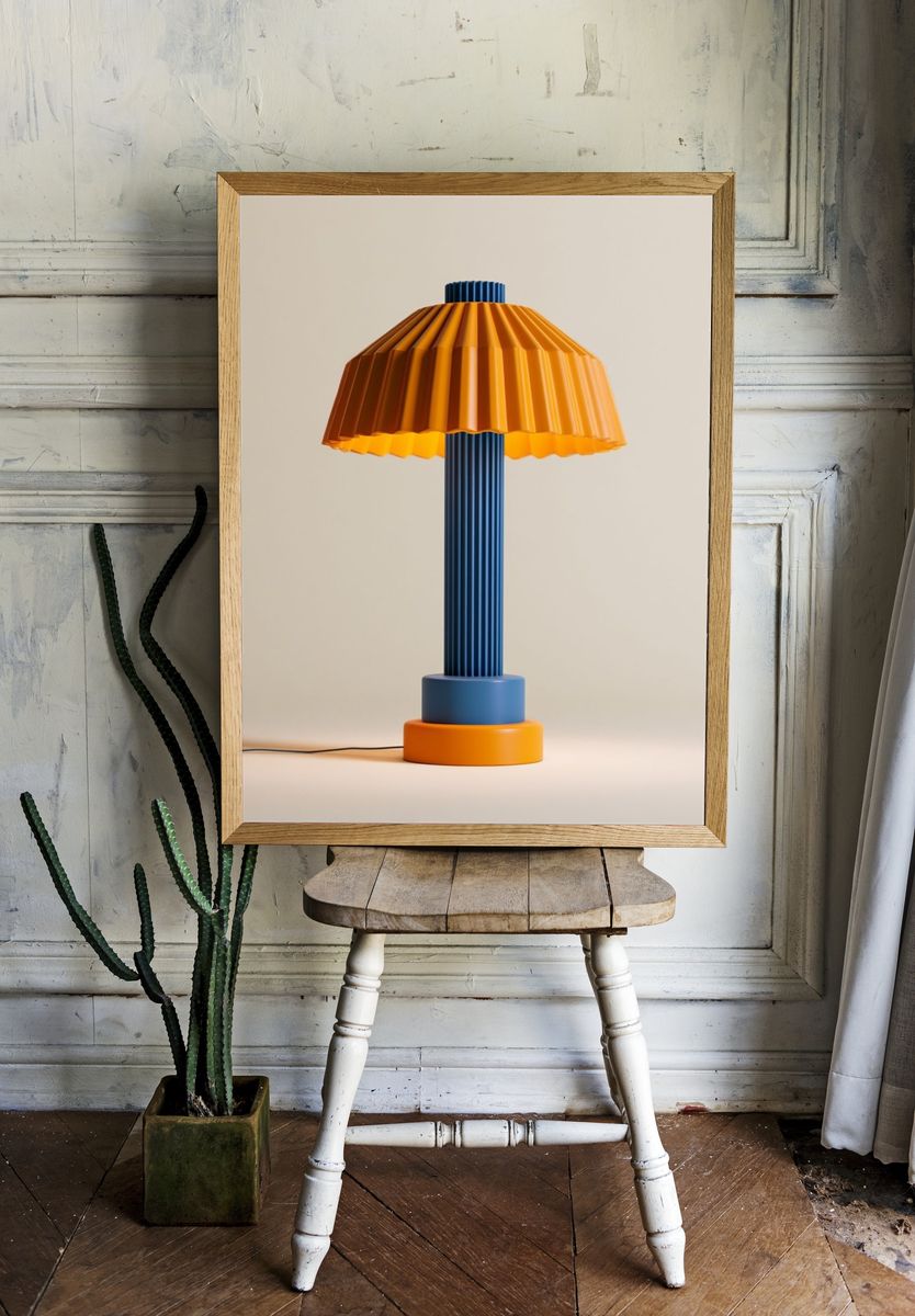 Color Block Table Lamp Photography Print. room preview