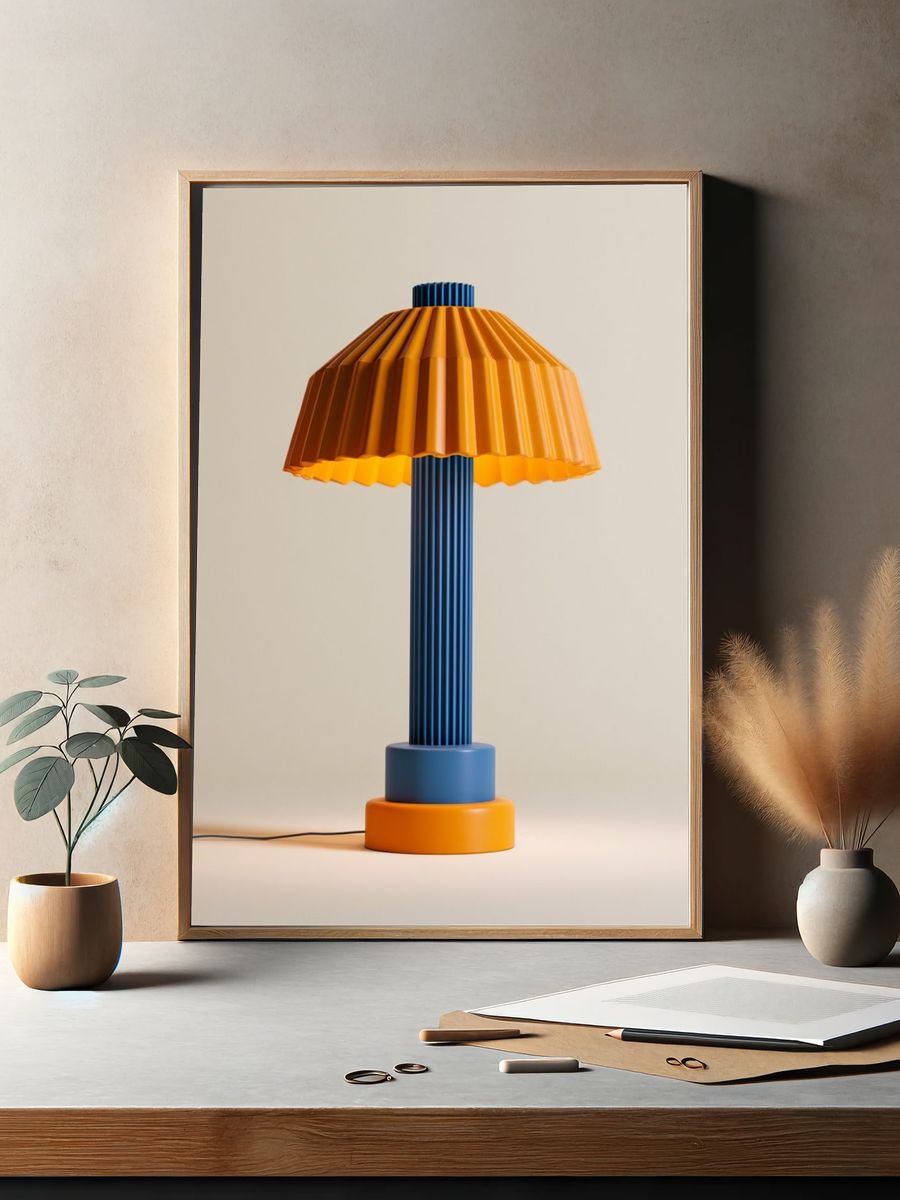 Color Block Table Lamp Photography Print. — room view 2
