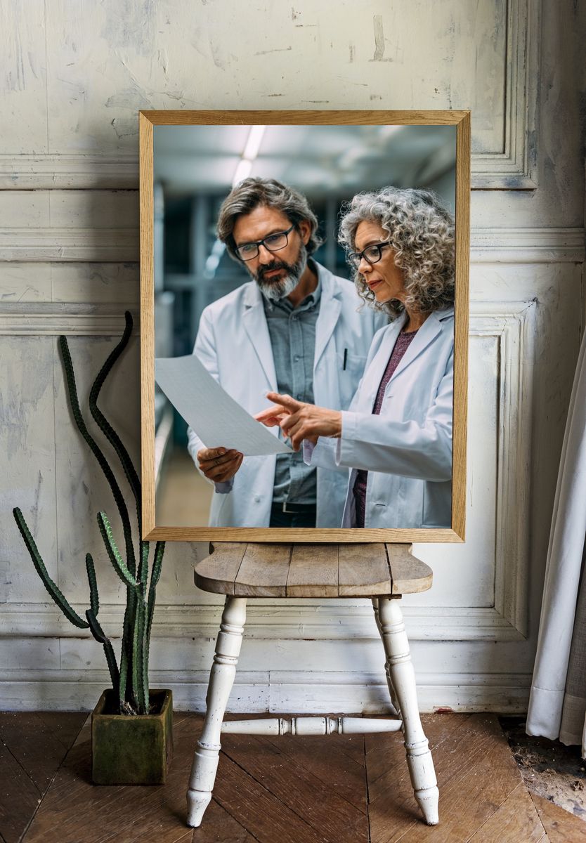 Scientists Reviewing Data Photography Poster. room preview