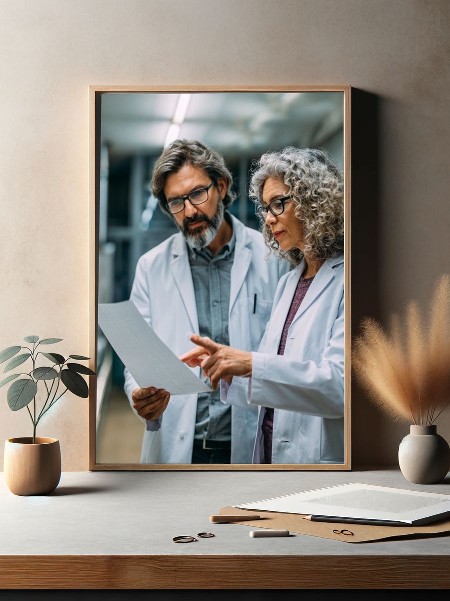 Scientists Reviewing Data Photography Poster. — room view 2