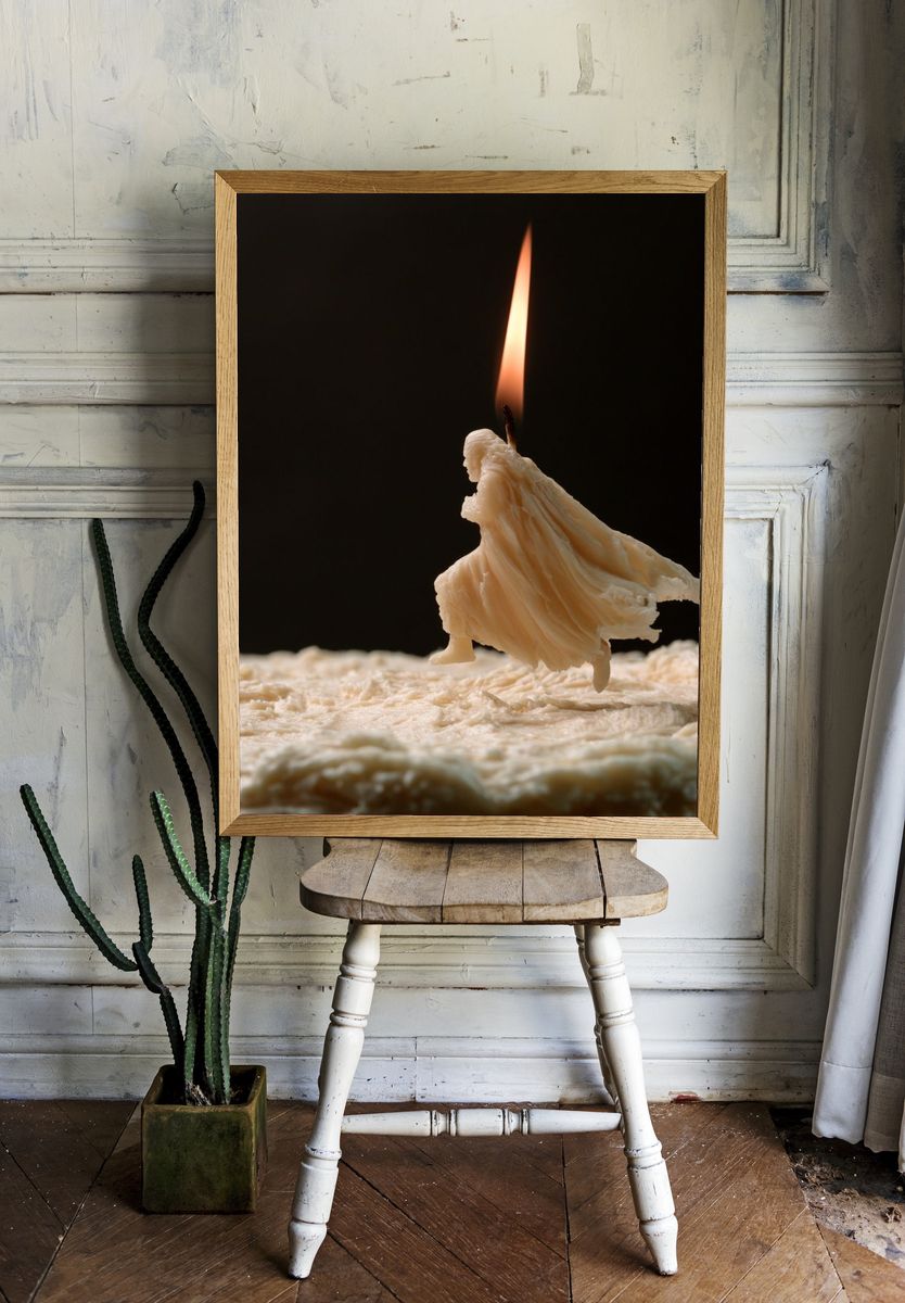 Melting Candle Flame Photography Poster. — room view 1
