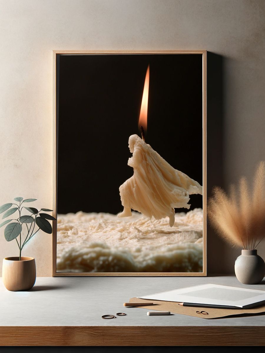 Melting Candle Flame Photography Poster. — room view 2