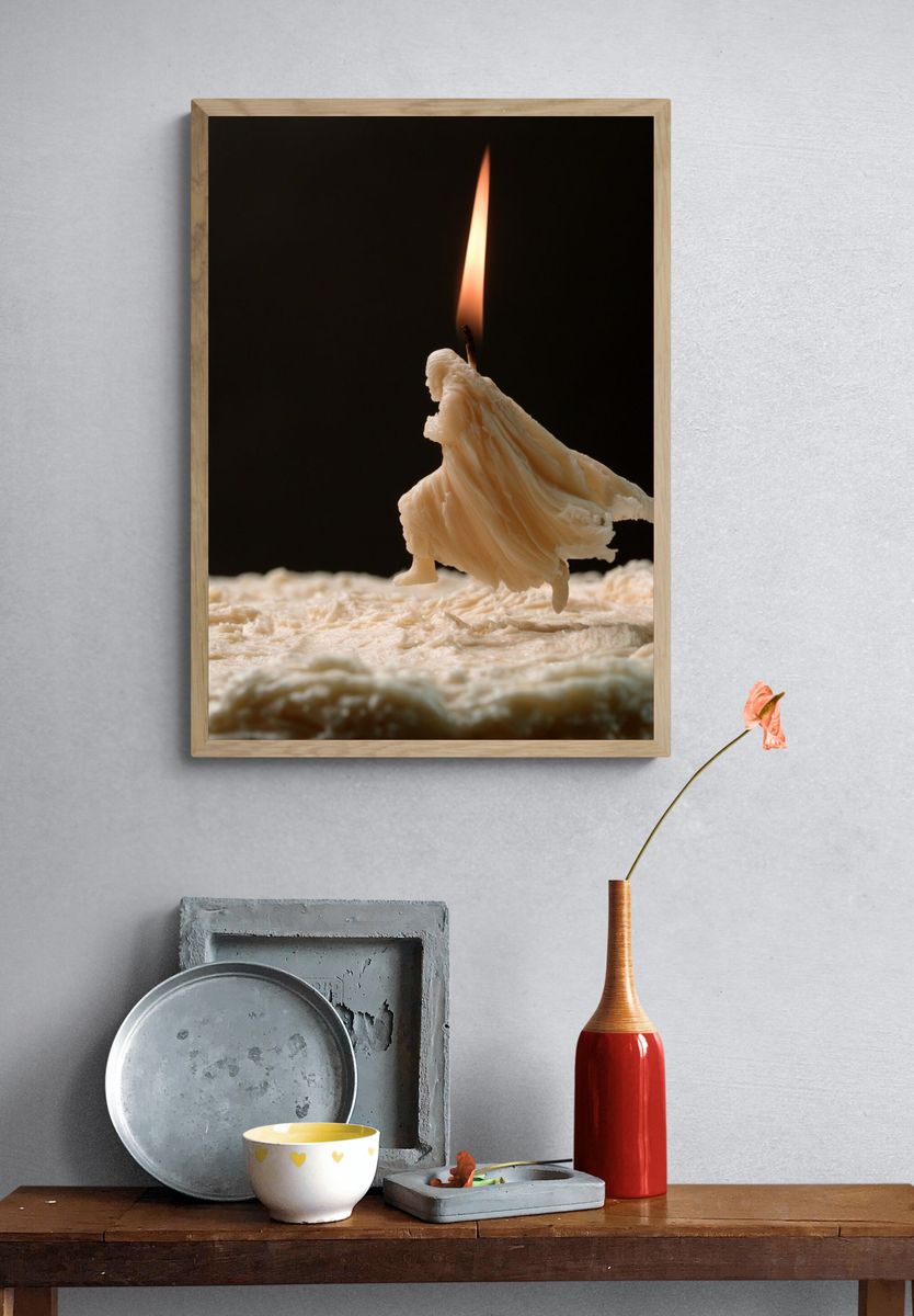 Melting Candle Flame Photography Poster. — room view 3