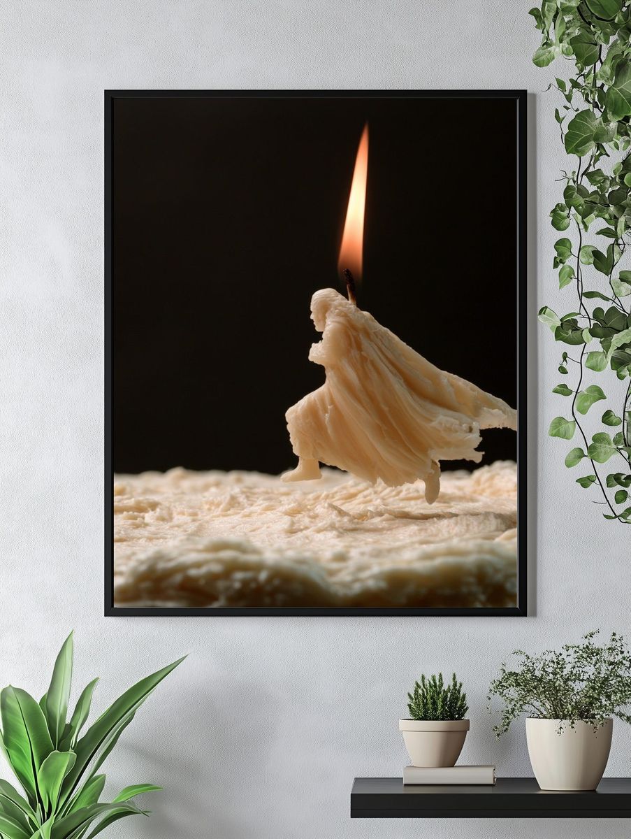 Melting Candle Flame Photography Poster. — room view 4