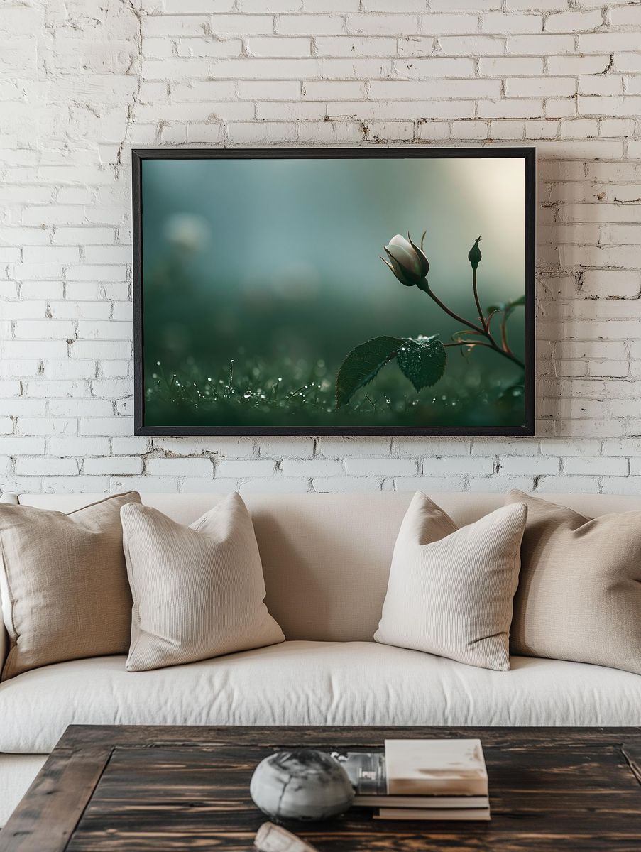 Morning Rose Bud Photography Poster. — room view 1