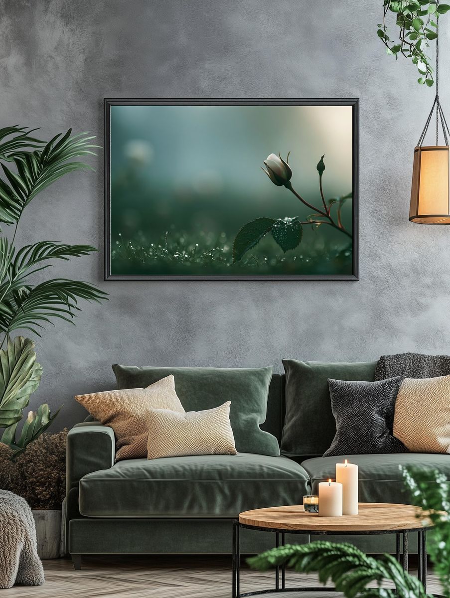 Morning Rose Bud Photography Poster. — room view 4