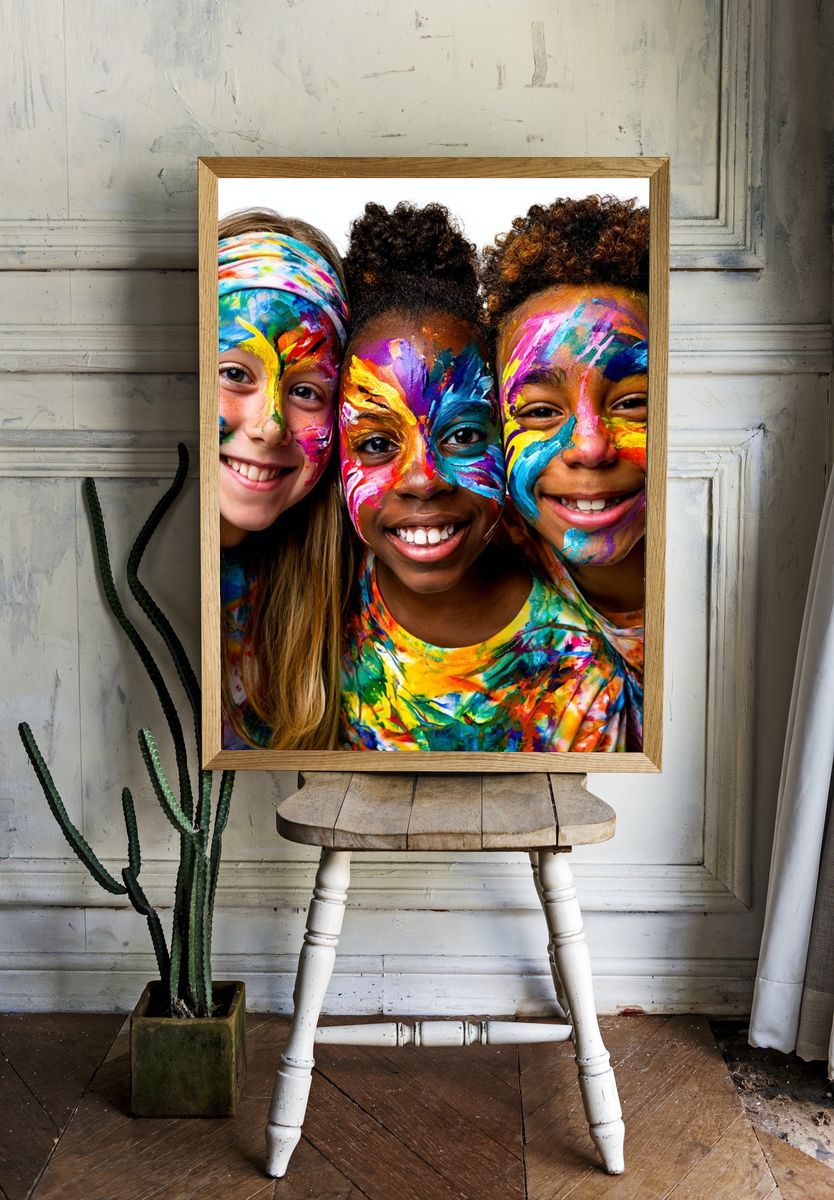 Colorful Kids Face Paint Photography Poster. — room view 1