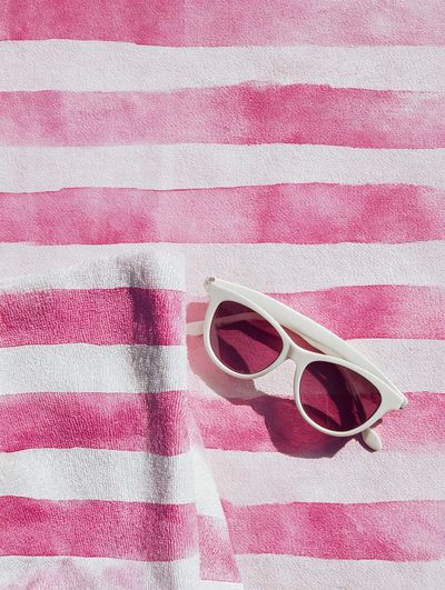 Pink Striped Beach Towel Print. poster print