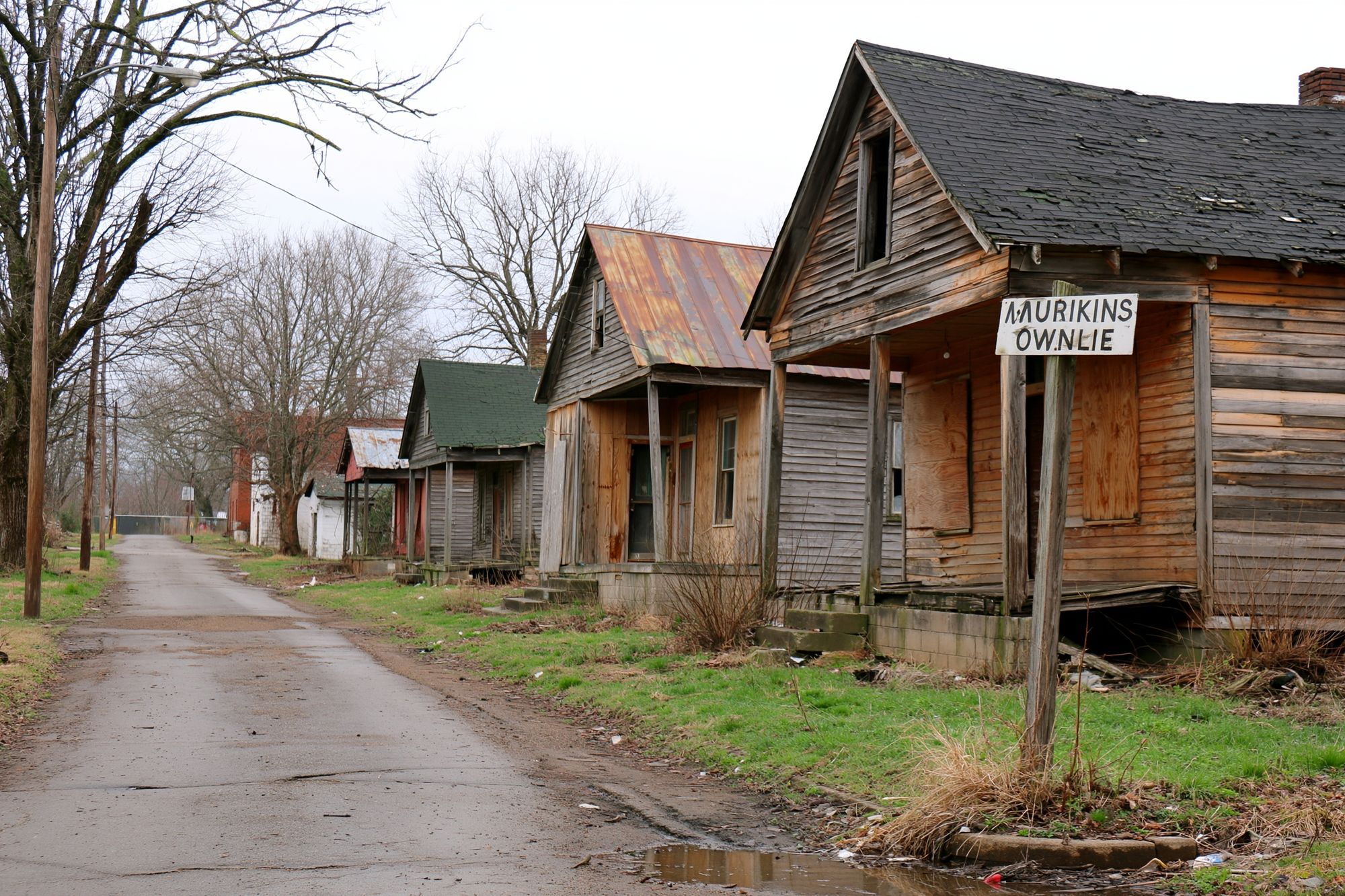 Abandoned Street Houses Photography Poster. poster — photography art