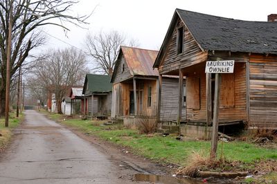 Abandoned Street Houses Photography Poster. poster