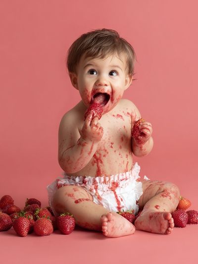 Strawberry Baby Portrait Photography Poster. poster print