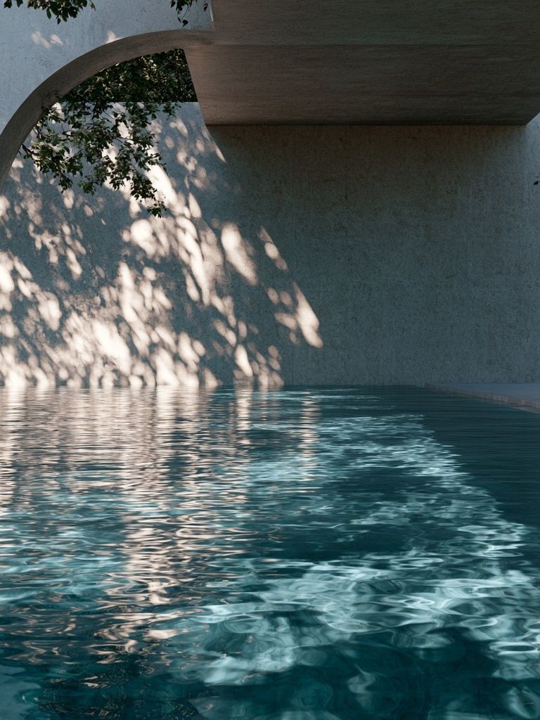 Shaded Pool Arch Photography Poster. poster detail