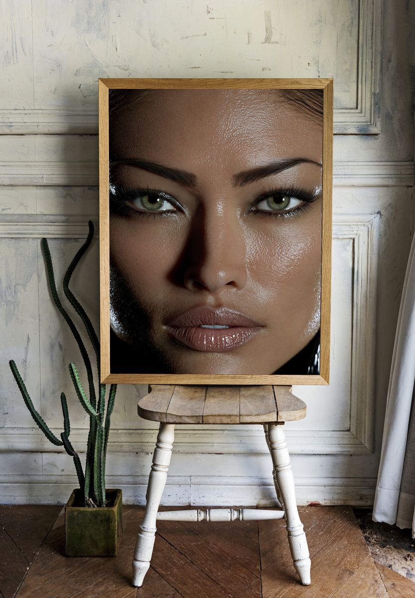 Glossy Female Portrait Print. — room view 1
