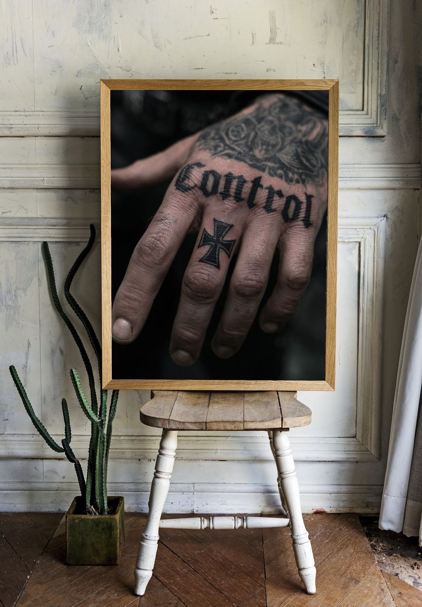 Tattooed Hand Portrait Print. room preview