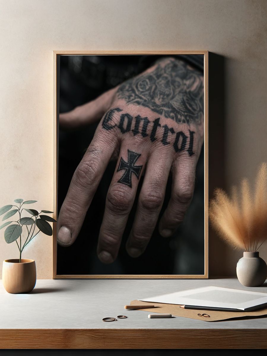 Tattooed Hand Portrait Print. — room view 2