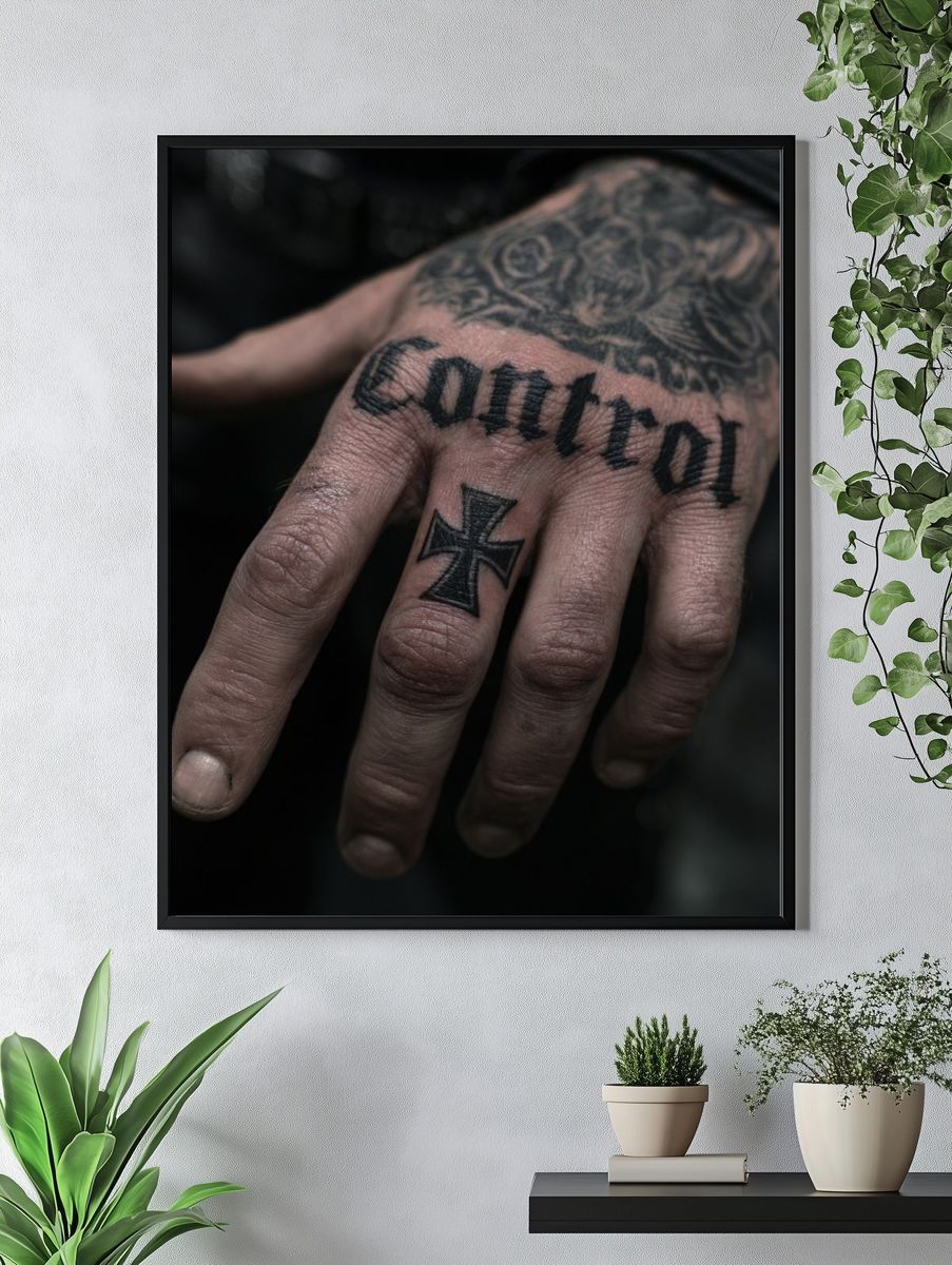 Tattooed Hand Portrait Print. — room view 4