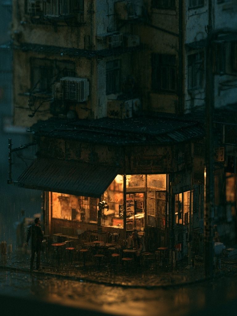 Rainy Neon Alley — Photography Print. poster detail