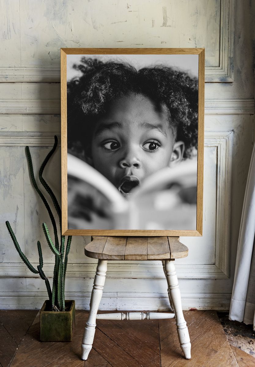 Curious Child Portrait Poster. — room view 1