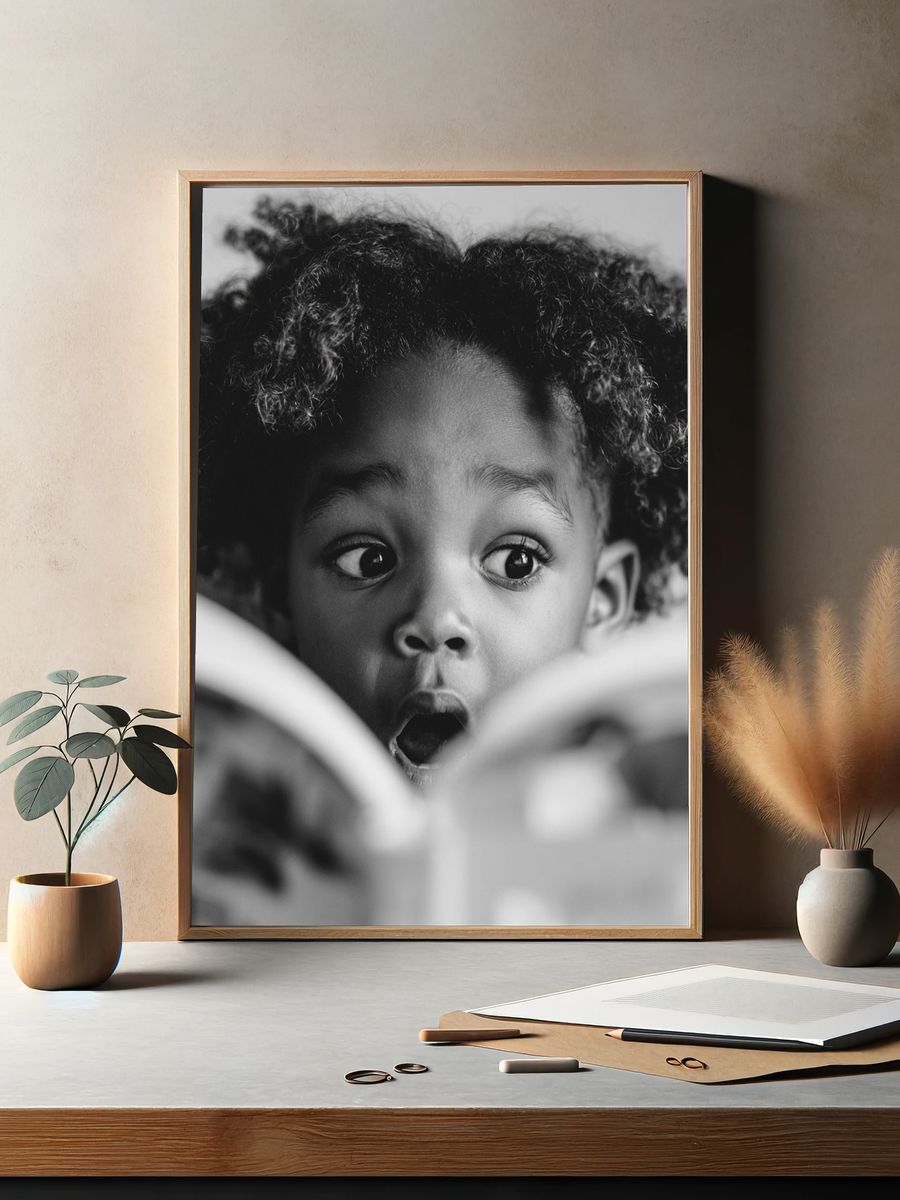 Curious Child Portrait Poster. — room view 2