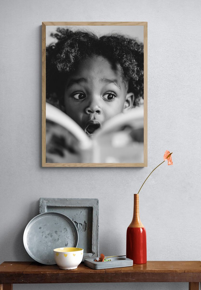 Curious Child Portrait Poster. — room view 3